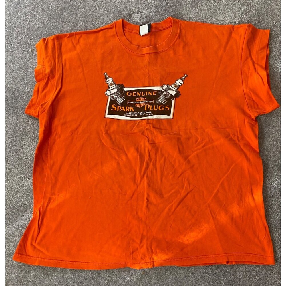 Harley-Davidson Brighton MI Spark Plugs Orange T-Shirt 3X - Picture 1 of 10
